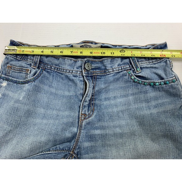 GAP Women’s 14 (W33) Beads Boho Shorts Blue Denim Bermuda Low Rise Distressed - Picture 7 of 12
